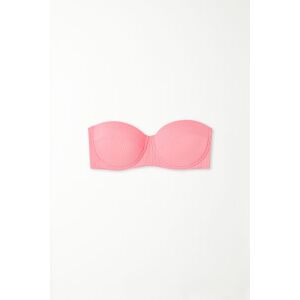 Tezenis Wattiertes Bandeau-Bikinioberteil aus recycelter Mikrofaser mit Rippenmuster Frau Rosa Größe 80