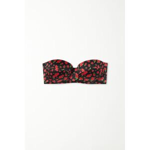 Tezenis Wattiertes Bandeau-Bikinioberteil Spicy Roses Frau Schwarz Größe 80