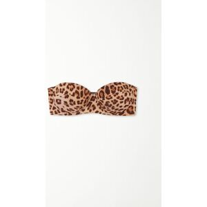 Tezenis Wattiertes Bandeau-Bikinioberteil Wild Leopard Frau Braun Größe 70