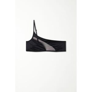 Tezenis One-Shoulder-Bikini-Bra-Top Charming Tulle Frau Schwarz Größe S