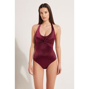 Tezenis Wattierter, bordeauxfarbener Bandeau-Badeanzug mit Überkreuzdetail Shiny Frau Rot Größe S