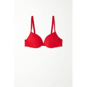 Tezenis Wattiertes Push-up-Bikinioberteil aus recycelter Mikrofaser mit Rippenmuster Frau Rot Größe 90