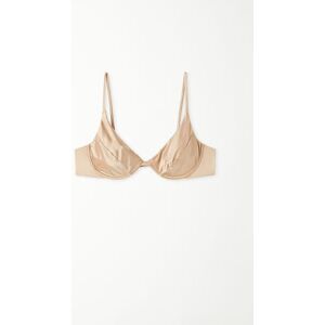 Tezenis Golden sandfarbenes Balconette-Bikinioberteil mit Ausschnitt Shiny Frau Hautfarben Größe 75