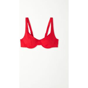 Tezenis Balconette-Bikinioberteil aus recycelter Mikrofaser mit Rippenmuster Frau Rot Größe 90