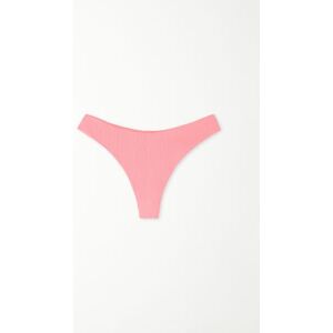 Tezenis Brazilian-Bikinislip mit hohem abgerundetem Beinausschnitt aus recycelter Mikrofaser mit Rippenmuster Frau Rosa Größe M