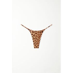 Tezenis Bikini-Stringtanga mit schmalem Seitenband im Tanga-Stil Wild Leopard Frau Braun Größe L