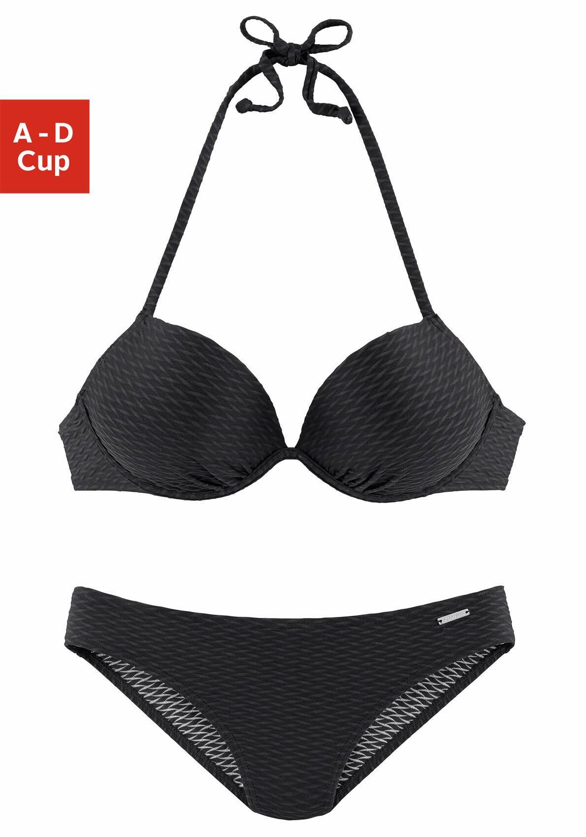 Bruno Banani Push-Up-Bikini, in schöner Strukturware schwarz Größe 32 34 36 38 40