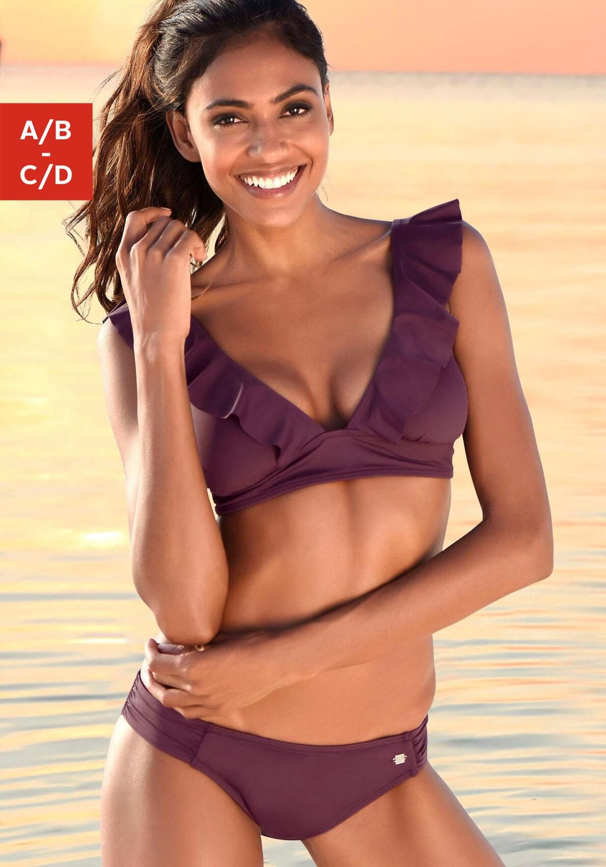 JETTE Triangel-Bikini, mit Volant rot Größe 34 36 38 40 42