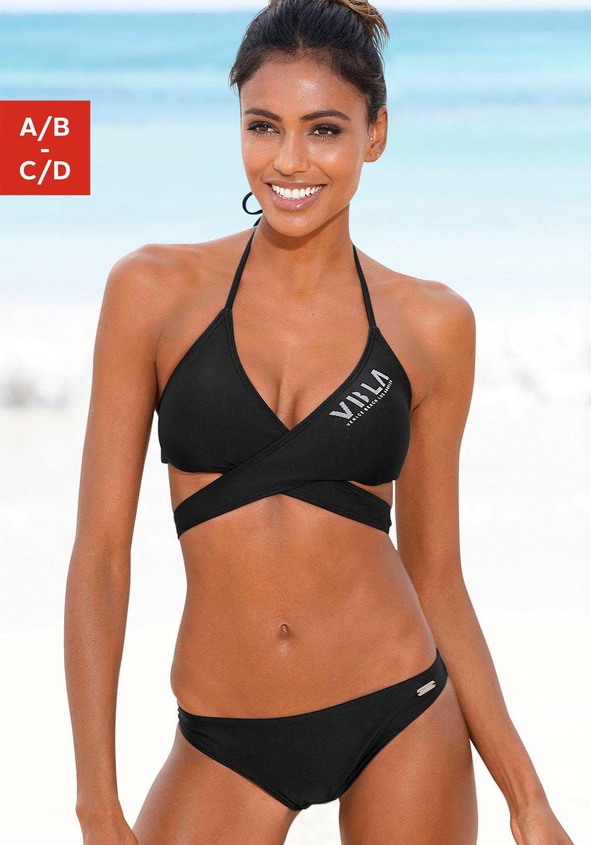 Venice Beach Triangel-Bikini, mit Top zum Wickeln schwarz Größe 32 34 36 38 40
