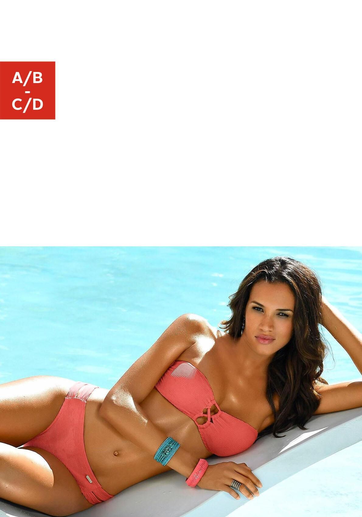 Sunseeker Bandeau-Bikini-Top »Fancy«, mit modischer Zierschnürung rot Größe 34 36 38 40 42