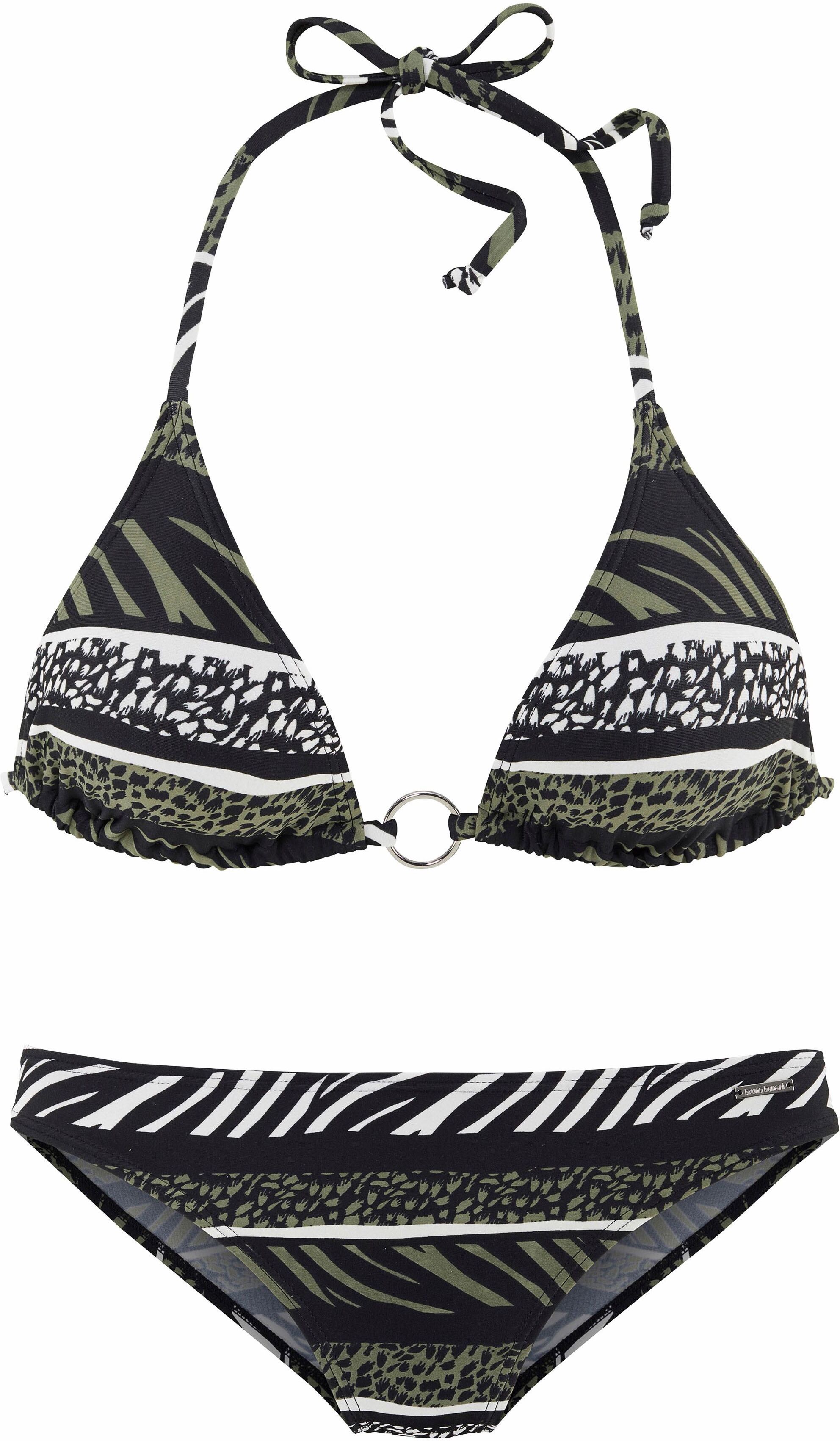 Bruno Banani Triangel-Bikini, im Animaldesign grün Größe 32 34 36 38 40