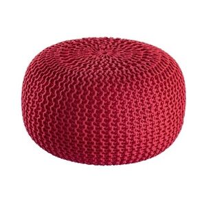 Amagohome PREMIUM Sitzhocker Pouf  ø 45cm  Strickpouf Indoor u. Outdoor - pflegeleicht & nachhaltig : rot - tango red