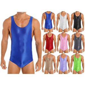 Hulija Glänzender, Dehnbarer Herren-Body, Ärmellos, Dünner Overall, Wrestling-Unterhemd, Trikot, Badebekleidung, Sportbekleidung