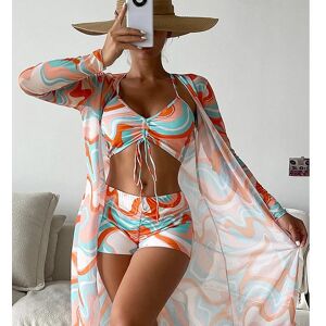 Jr-Studio Frauen Badeanzug Hohe Taille Bikini Set Drei Stücke Frauen Sexy Langarm Cover Up Badeanzug 2023 Strand Badeanzüge Bademode