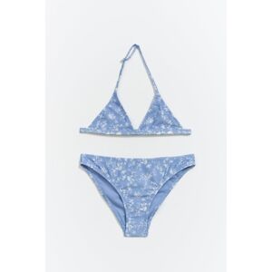 Gina Tricot - Y triangle bikini set - young-swimwear- Blue - 170 - Female  Female Blue