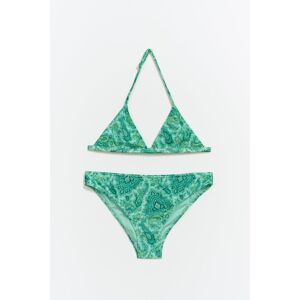Gina Tricot - Y triangle bikini set - young-swimwear- Green - 170 - Female  Female Green