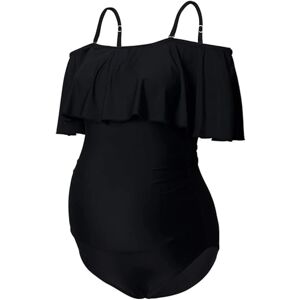 Barselsbadedragt Bikinier til kvinder Tankini Sommerbadedragter Gravid strandtøj Black 2XL