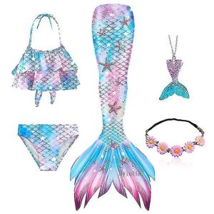 5 stk/sæt Piger Mermaid Tail Badedragt Børn Havfrue Ariel Cosplay Kostume Fantasy Beach Bikini Set 4 130