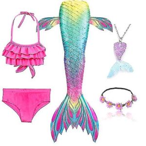 5 stk/sæt Piger Mermaid Tail Badedragt Børn Havfrue Ariel Cosplay Kostume Fantasy Beach Bikini Set 2 110