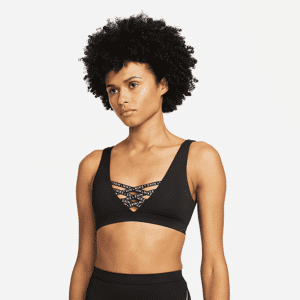 Nike Sneakerkini-bikinitop med rund hals til kvinder - sort sort L