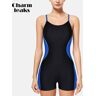 CHARMLEAKS Traje de baño deportivo de una pieza para mujer Boyleg Pro Traje de baño Ropa de playa Colorblock Racerback Trajes de baño