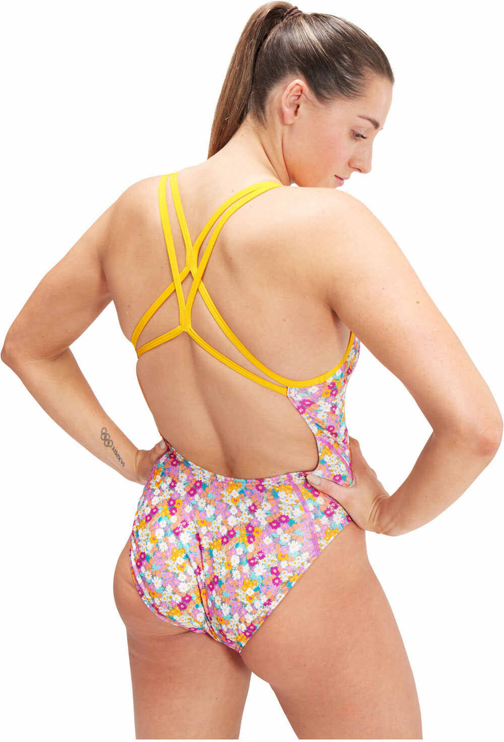 Speedo allover star-back 1 piece bañador natación mujer Naranja (32)