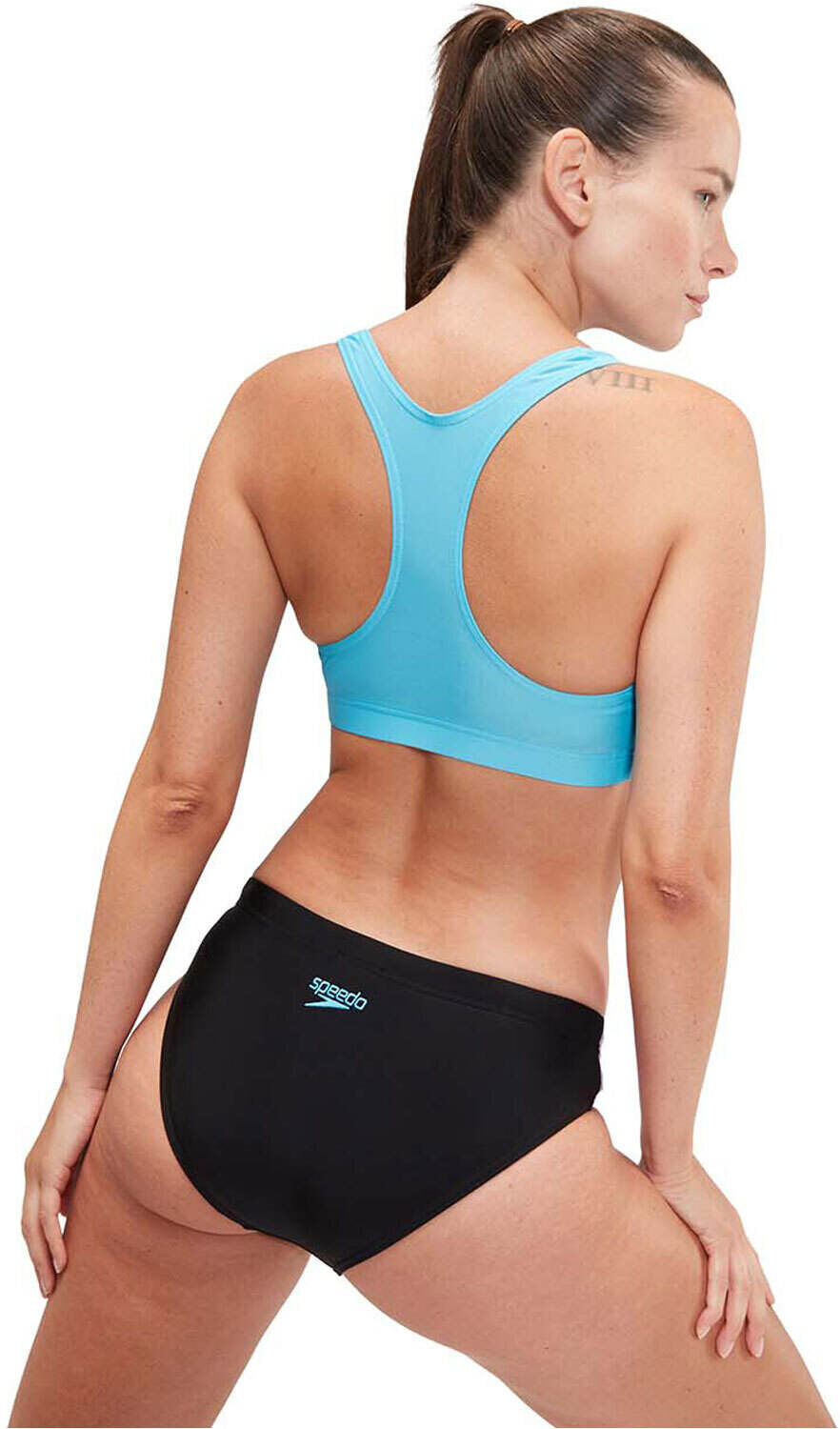 Speedo colourblock splice bañador natación mujer Negro (30)