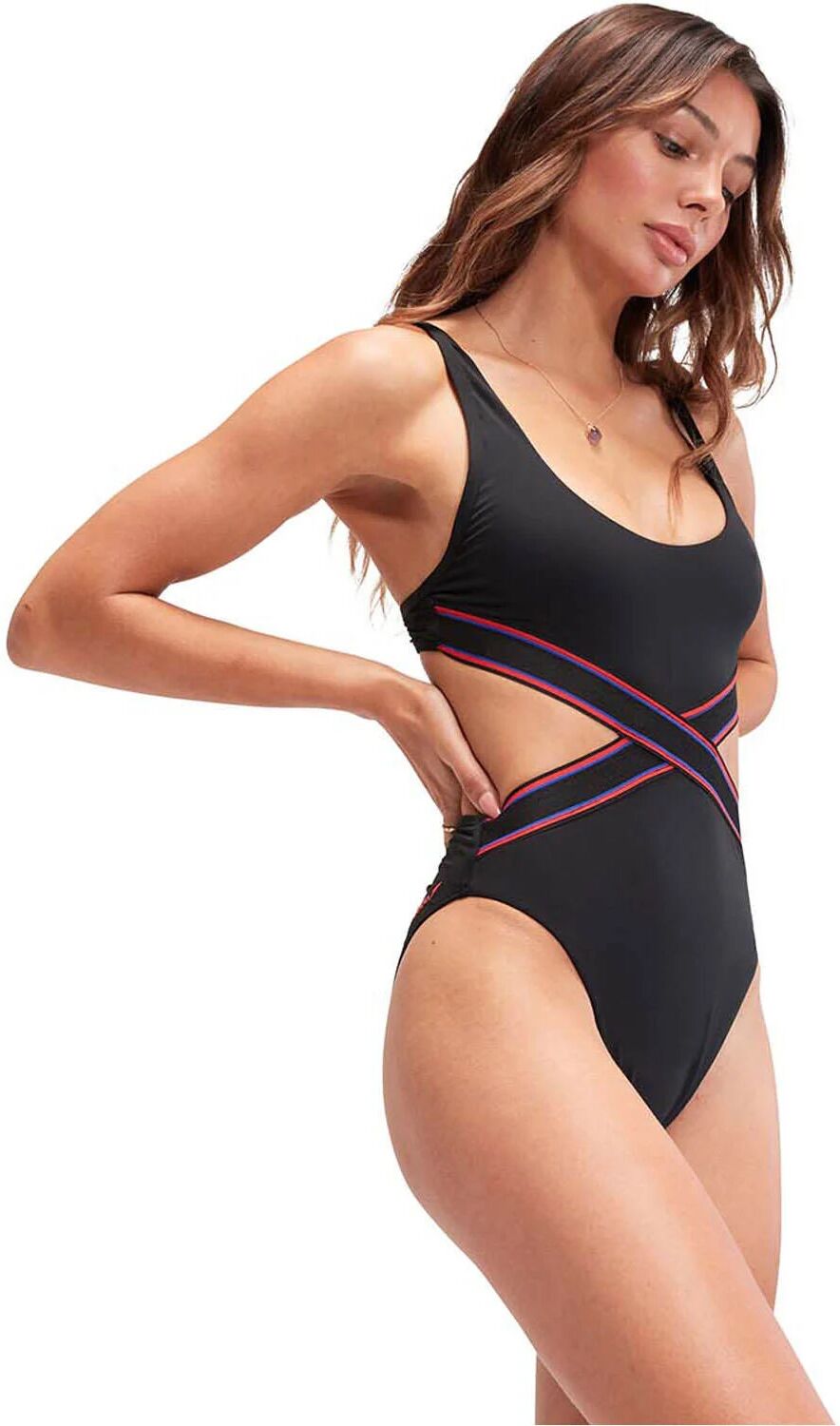 Speedo convertible cut out 1 piece bañador natación mujer Gris (XS)