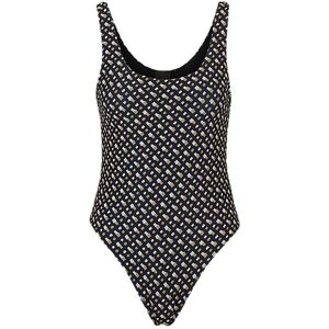 Boss Low-back swimsuit with monogram pattern