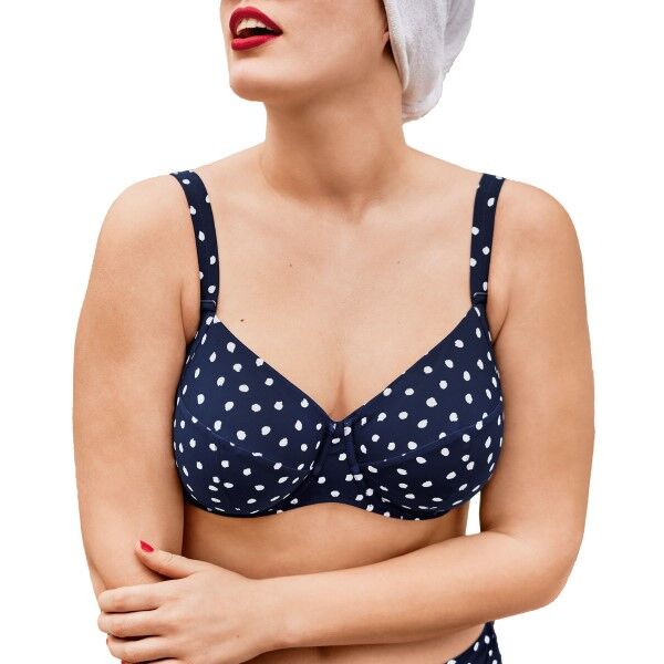 Rosa Faia Blue Dots Luna Big Cup Bikini Bra - Navy-2  - Size: 8771-1 - Color: Merensininen