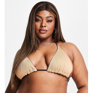 Plus - Melissa - Haut de bikini triangle rÃ©versible - Noir et caramel Noir 2XL female