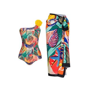 Women s Fashion New Swimsuit One-Shoulder Floral Pareo Swimsuit - Publicité