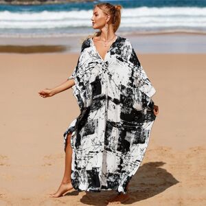 EDOLYNSA Beach Cover Up EDOLYNSA Sexy zèbre rayé Bikini cache-up décontracté col en v côté fendu été robe de plage femmes vêtements de plage maillot de bain couvrir Q1297 - Publicité