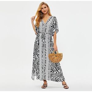 EDOLYNSA Beach Cover Up EDOLYNSA Tunique de Plage pour Plage Imprimé Mousseline de Soie Longue Caftan Bikini Cover-up Robe de Plage Sarong Beach Wrap Maillot de Bain Coverup Q1510 - Publicité