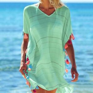 Robe de plage tendance, légère, fine, douce, ample, décontractée, Cover-Up pour Bikini, pour l extérieur - Publicité