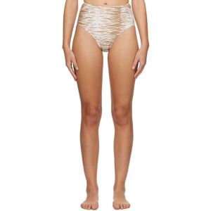 GANNI Culotte de bikini beige à motif graphique imprimé - DK 42 - Publicité