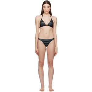 Balmain Bikini noir motif à logo et à rayures imprimé - FR 38 - Publicité