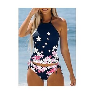 Maillots de Bain Tankini 2 pièces Maillots de bain Maillot de bain Femme Licou 2 Pièces Maillots de bain modestes Floral A Fleur Normal Rembourré Maillots de bain Sportif Vacances Tenues de plage Lightinthebox