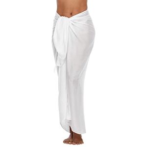 SHU-SHI Sarong/paréo pour femme look de plage à porter au-dessus du maillot de bain taille unique blanc - Publicité