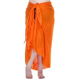 SHU-SHI Sarong/paréo/jupe drapée avec boucle en noix de coco pour femme look de plage solide/à porter sur le maillot de bain grande taille orange - Publicité