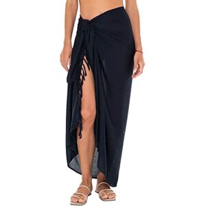 SHU-SHI Sarong/paréo pour femme look de plage à porter au-dessus du maillot de bain taille unique noir - Publicité