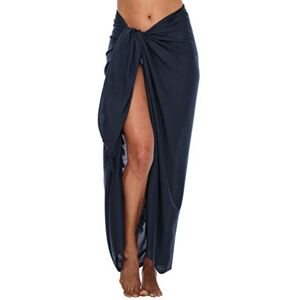 SHU-SHI Sarong/paréo pour femme look de plage à porter au-dessus du maillot de bain taille unique bleu nuit - Publicité