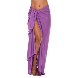 SHU-SHI Sarong/paréo pour femme look de plage à porter au-dessus du maillot de bain taille unique violet vif - Publicité