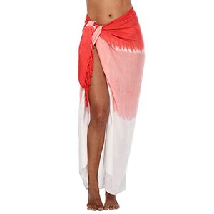 SHU-SHI Sarong/paréo pour femme look de plage à porter au-dessus du maillot de bain dégradé de couleurs rouge - Publicité