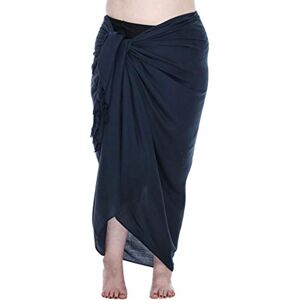 SHU-SHI Sarong/paréo/jupe drapée avec boucle en noix de coco pour femme look de plage solide/à porter sur le maillot de bain grande taille bleu marine - Publicité