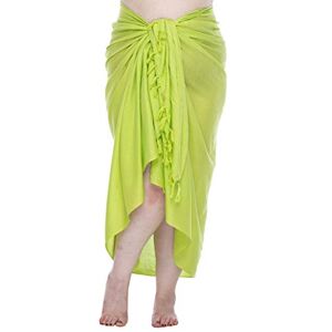 SHU-SHI Sarong/paréo/jupe drapée avec boucle en noix de coco pour femme look de plage solide/à porter sur le maillot de bain grande taille vert citron - Publicité