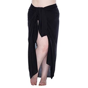 SHU-SHI Sarong/paréo/jupe drapée avec boucle en noix de coco pour femme look de plage solide/à porter sur le maillot de bain grande taille noir - Publicité