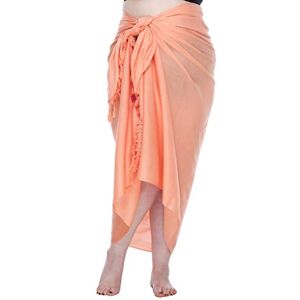 SHU-SHI Sarong/paréo/jupe drapée avec boucle en noix de coco pour femme look de plage solide/à porter sur le maillot de bain grande taille corail - Publicité