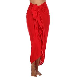 SHU-SHI Sarong/paréo pour femme look de plage à porter au-dessus du maillot de bain taille unique rouge - Publicité