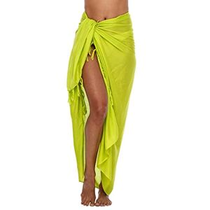 SHU-SHI Sarong/paréo pour femme look de plage à porter au-dessus du maillot de bain taille unique vert citron - Publicité